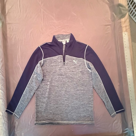 Puma Performance Quarter Zip Lightweight Jacket in Gray and Navy Size Large - Picture 3 of 12